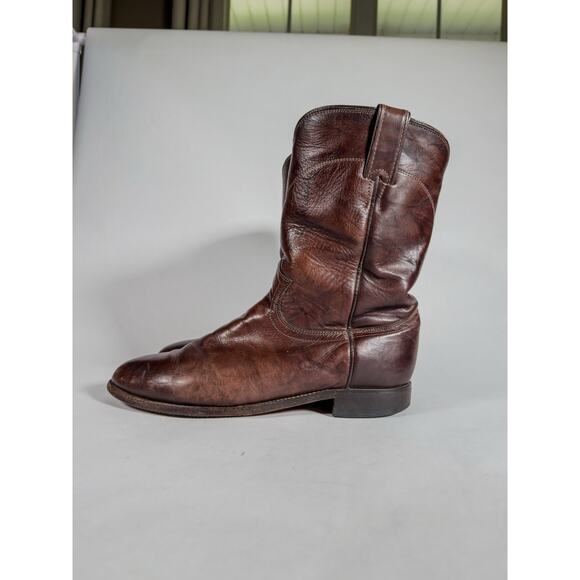 Justin 3162 Deerlite Brown Roper Cowboy Boots 9.5 EE Marbled Mexico Leather main image 7